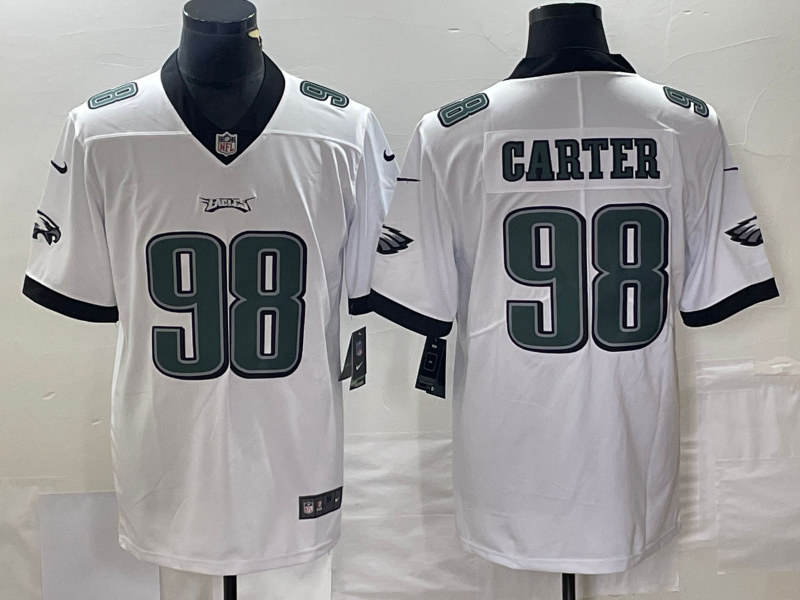 Men's Philadelphia Eagles Jalen Carter #98 White Alternate Team Jersey